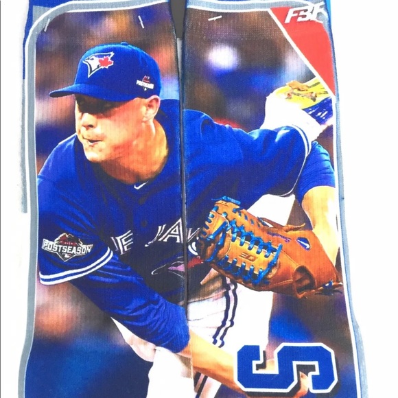 New For Bare Feet Toronto Blue Jays Aaron Sanchez MLB Player Photo Crew Socks M - Picture 8 of 10